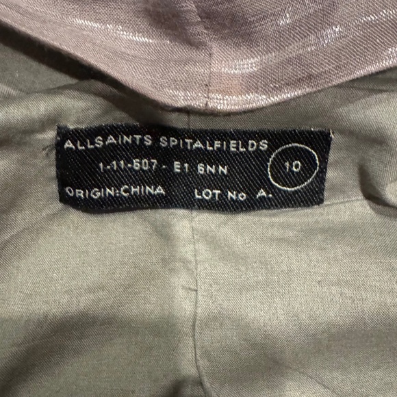 AllSaints Spitalfields “Elma” Metallic Hooded Draped Dress – Size UK 10 (US 6) - Picture 11 of 12